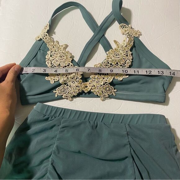 WEISSMAN solo Dance Costume 2 piece Sage green MT10241 S9771 top skirt SA adult - Picture 6 of 13